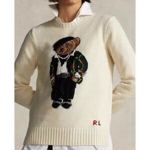 Polo Ralph Lauren White sweater with bear pattern